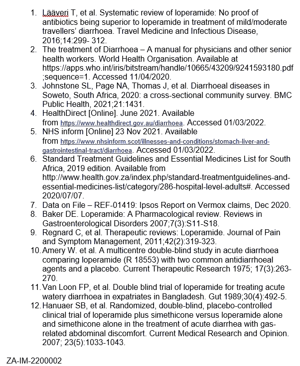 Diarrhoea and antidiarrhoeal medical references