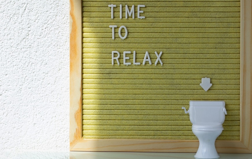 Pinboard with a toilet pinned to it, as a metaphor for constipation and healthy bowel movement